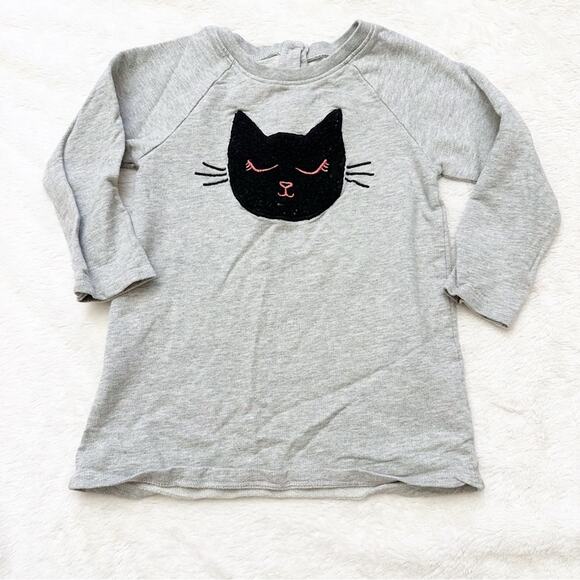Baby Gap Black Cat Tunic sz 2 Gray Sweatshirt Top - Picture 1 of 5